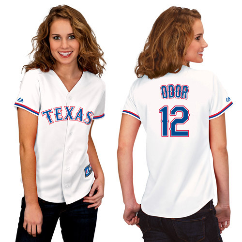 Rougned Odor #12 mlb Jersey-Texas Rangers Women's Authentic Home White Cool Base Baseball Jersey